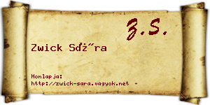 Zwick Sára névjegykártya