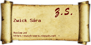 Zwick Sára névjegykártya