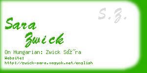 sara zwick business card